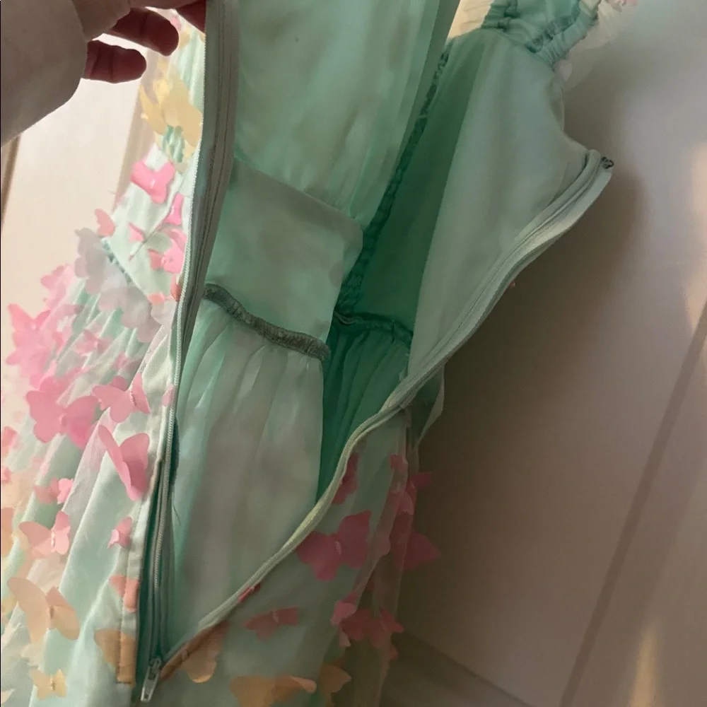Pastel Rainbow Butterfly Dress XL fairy mesh scoop neck - Picture 6 of 10